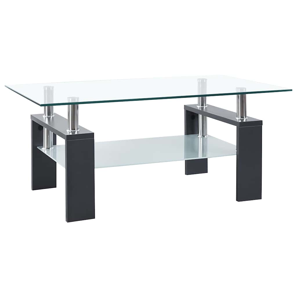 Tavolino Grigio e Trasparente 95x55x40 cm Vetro Temperato | homemem39