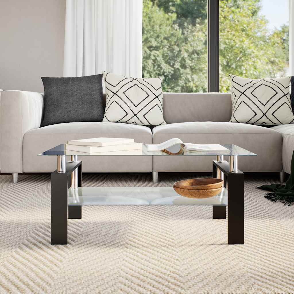 Tavolino Grigio e Trasparente 95x55x40 cm Vetro Temperato | homemem39