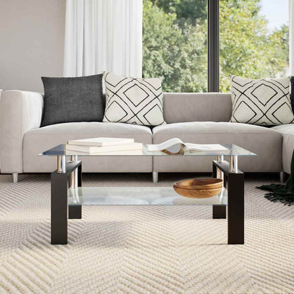Tavolino Grigio e Trasparente 95x55x40 cm Vetro Temperato | homemem39