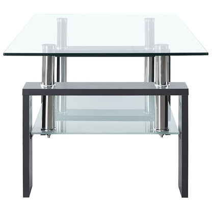 Tavolino Grigio e Trasparente 95x55x40 cm Vetro Temperato | homemem39