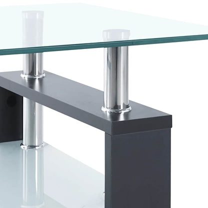 Tavolino Grigio e Trasparente 95x55x40 cm Vetro Temperato | homemem39