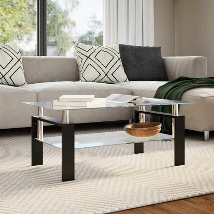 Tavolino Grigio e Trasparente 95x55x40 cm Vetro Temperato | homemem39