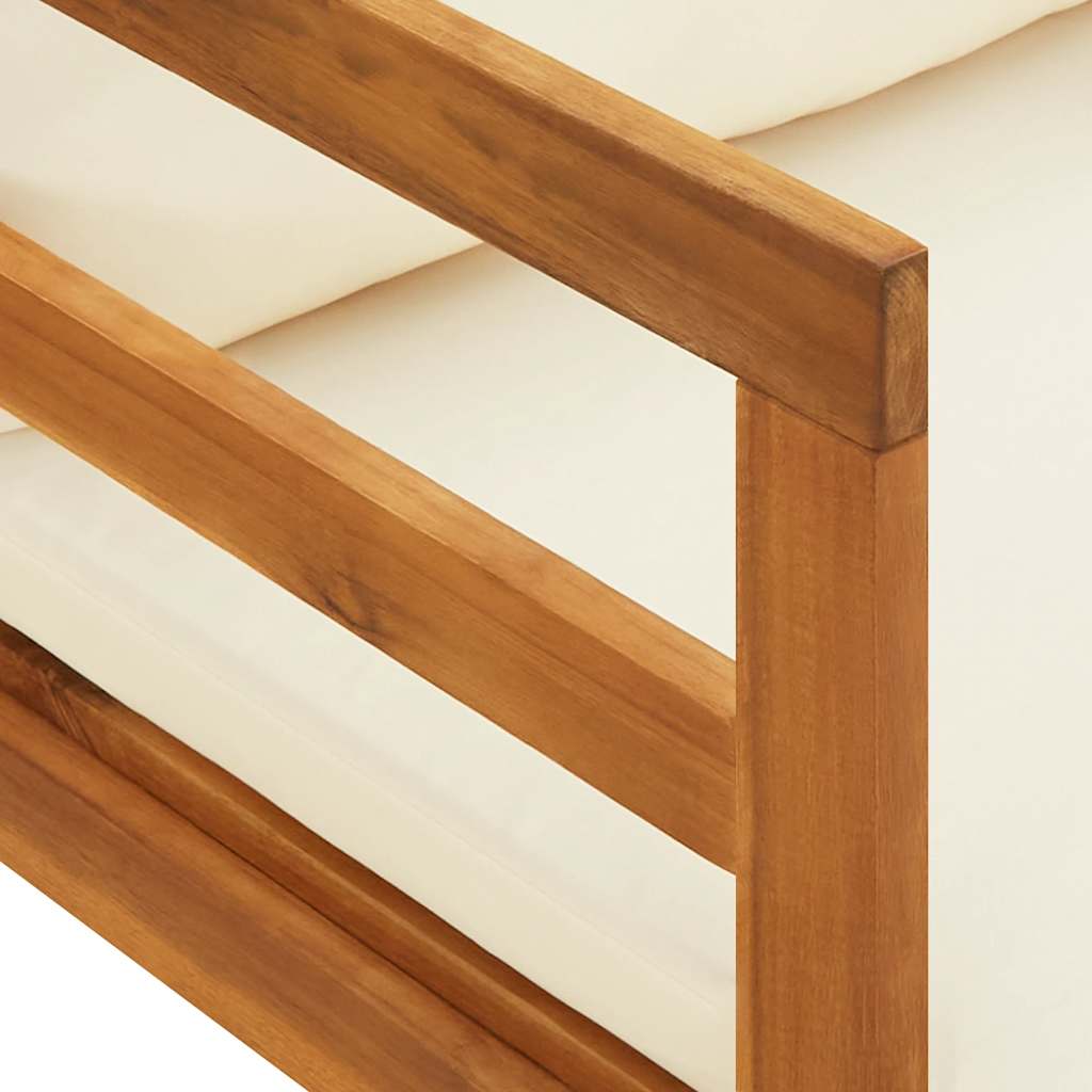 Lettino Prendisole con Bracciolo Bianco Crema Acacia Massello | homemem39