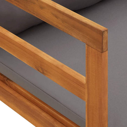 Lettino Prendisole con Cuscini Grigio Scuro in Massello Acacia - homemem39