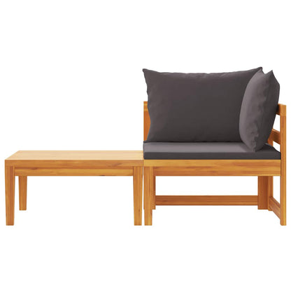 Set Divani Giardino 2 pz con Cuscini Grigio Scuro Legno Acacia | homemem39