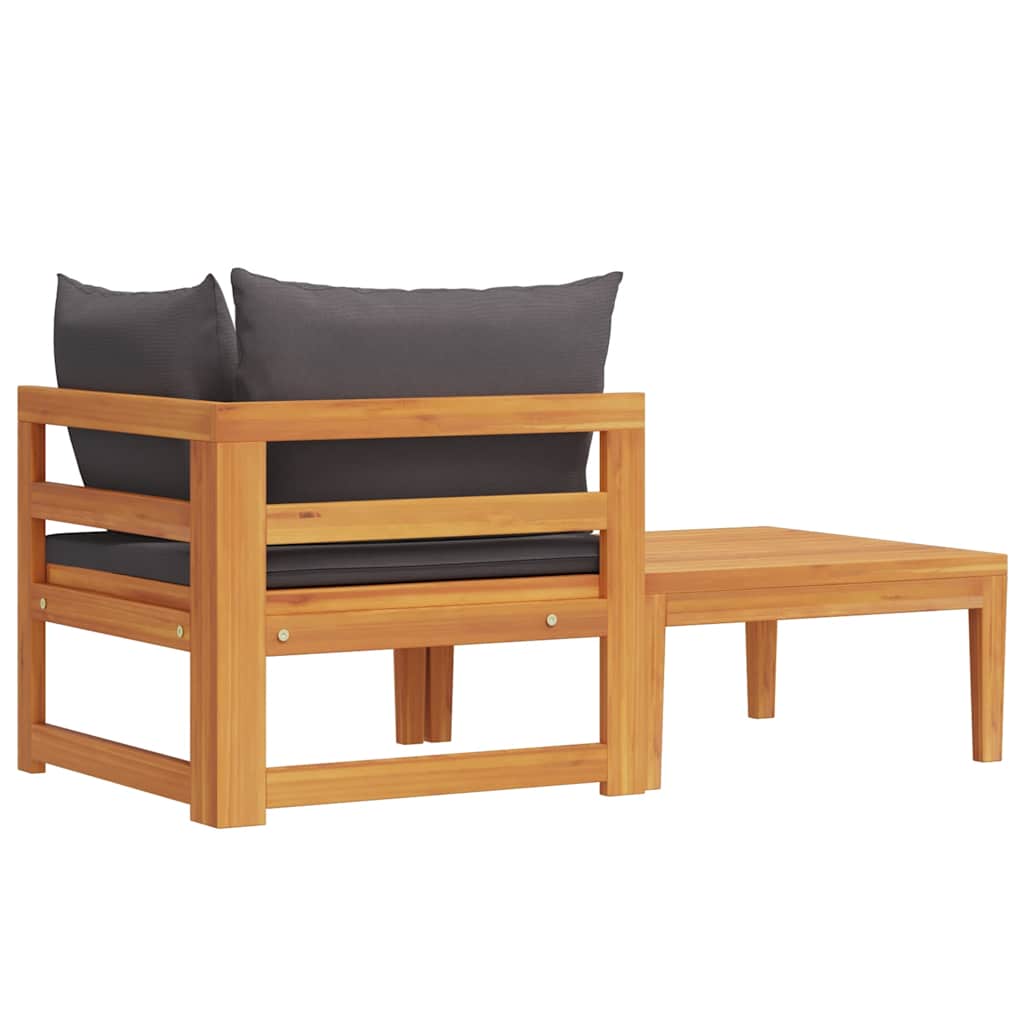 Set Divani Giardino 2 pz con Cuscini Grigio Scuro Legno Acacia | homemem39