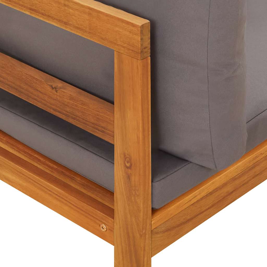 Set Divani Giardino 2 pz con Cuscini Grigio Scuro Legno Acacia | homemem39
