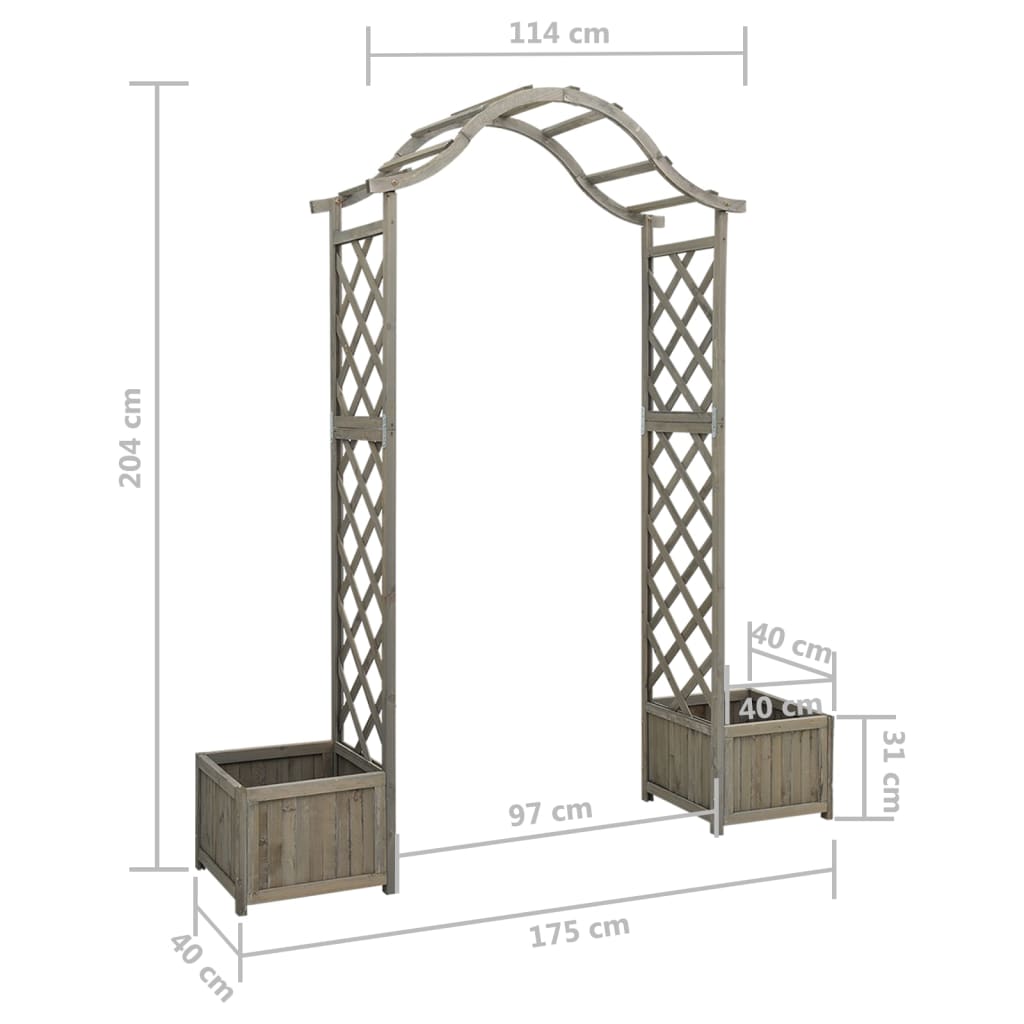 Pergola da Giardino con Fioriera Grigio Legno Massello di Abete - homemem39