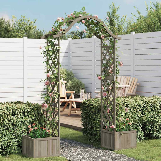 Pergola da Giardino con Fioriera Grigio Legno Massello di Abete - homemem39