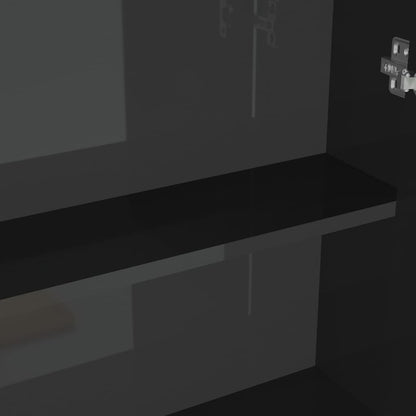 Armadietto a Specchio per Bagno 60x15x75 cm MDF Nero Lucido | homemem39