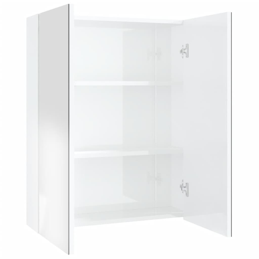 Armadietto a Specchio per Bagno 60x15x75 cm MDF Bianco Lucido | homemem39