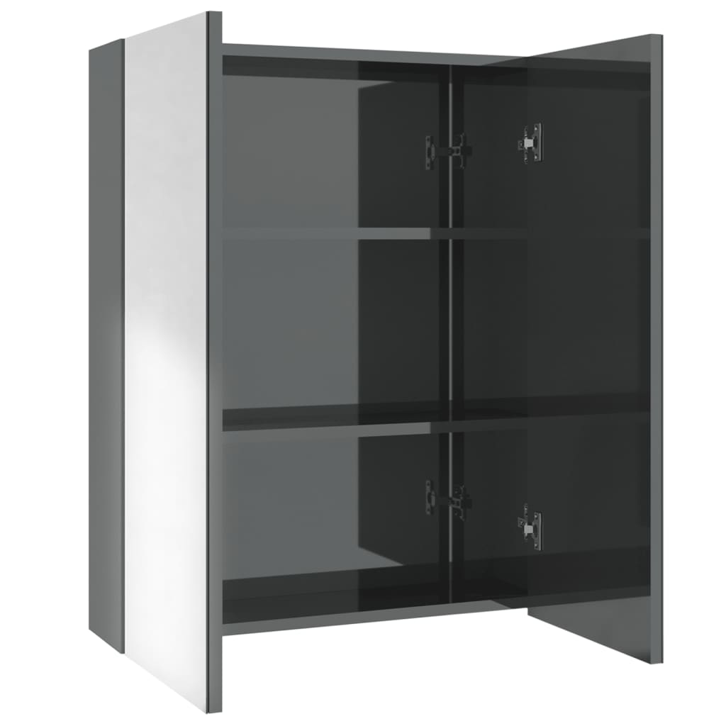 Armadietto a Specchio per Bagno 60x15x75 cm MDF Grigio Lucido | homemem39