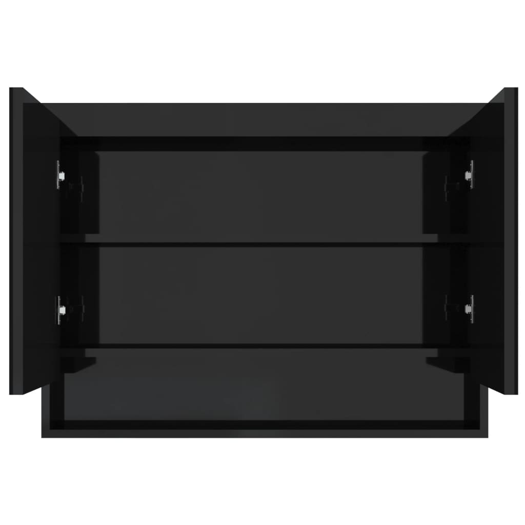 Armadietto Bagno con Specchio 80x15x60 cm in MDF Nero Lucido