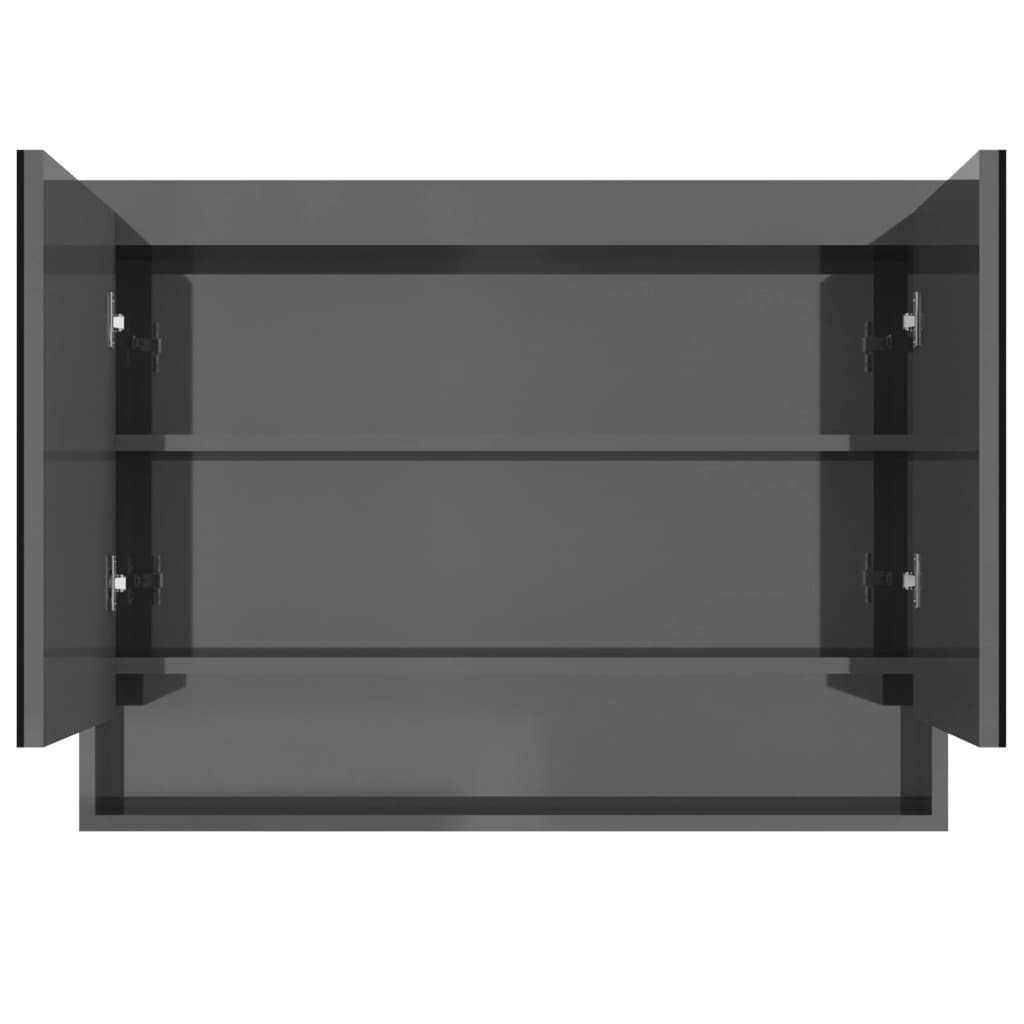Armadietto Bagno con Specchio 80x15x60 cm in MDF Grigio Lucido | homemem39