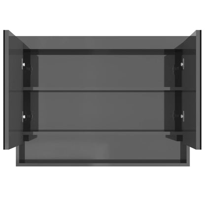 Armadietto Bagno con Specchio 80x15x60 cm in MDF Grigio Lucido | homemem39
