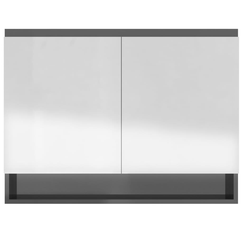 Armadietto Bagno con Specchio 80x15x60 cm in MDF Grigio Lucido | homemem39