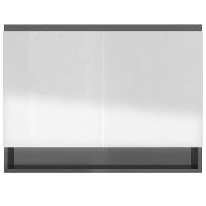 Armadietto Bagno con Specchio 80x15x60 cm in MDF Grigio Lucido | homemem39