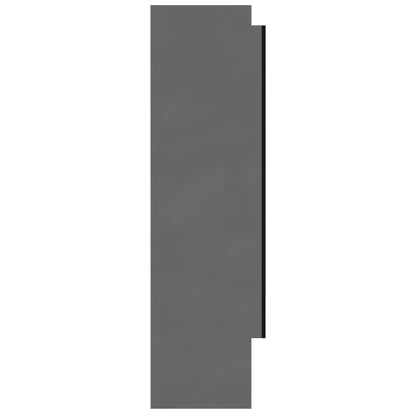 Armadietto Bagno con Specchio 80x15x60 cm in MDF Grigio Lucido | homemem39
