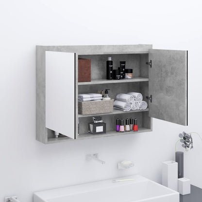 Armadietto Bagno con Specchio 80x15x60 cm in MDF Grigio Cemento | homemem39