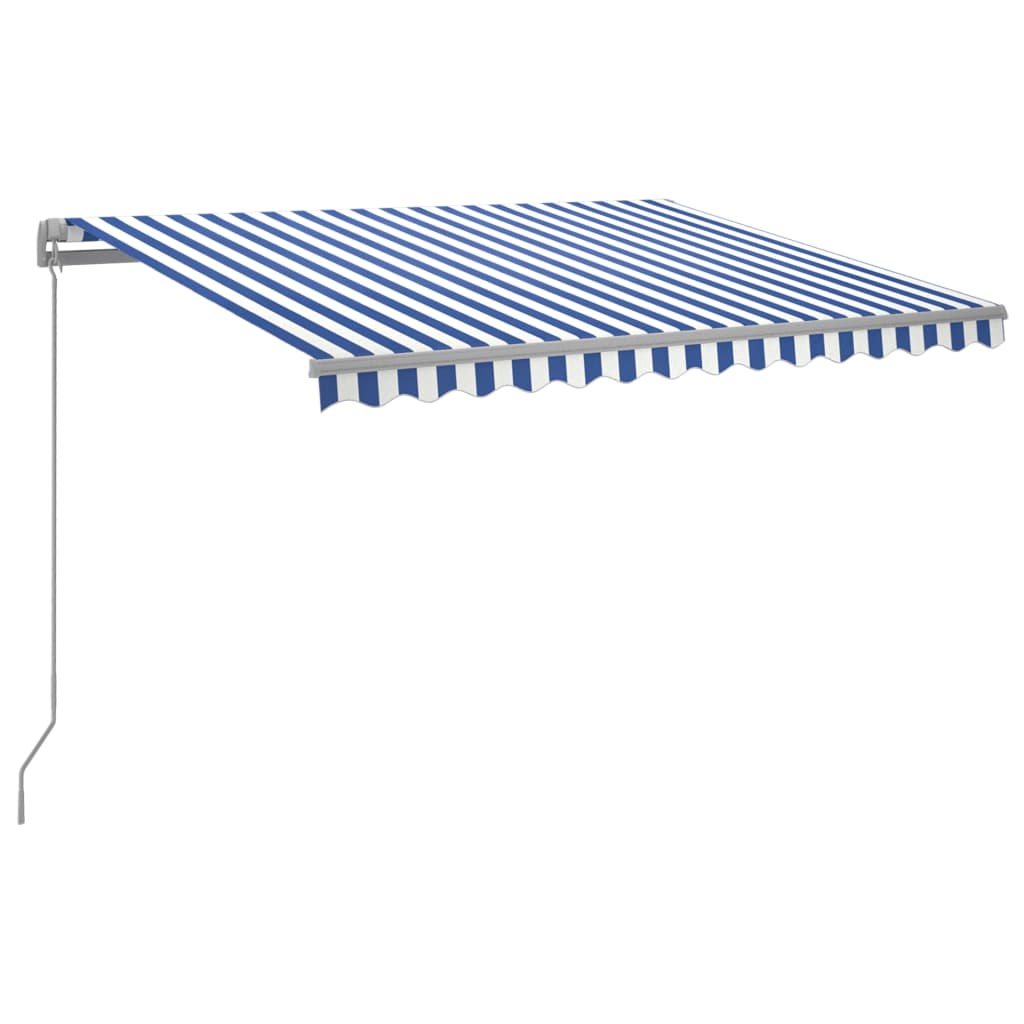 Tenda da Sole Retrattile Manuale con LED 300x250cm Blu e Bianco