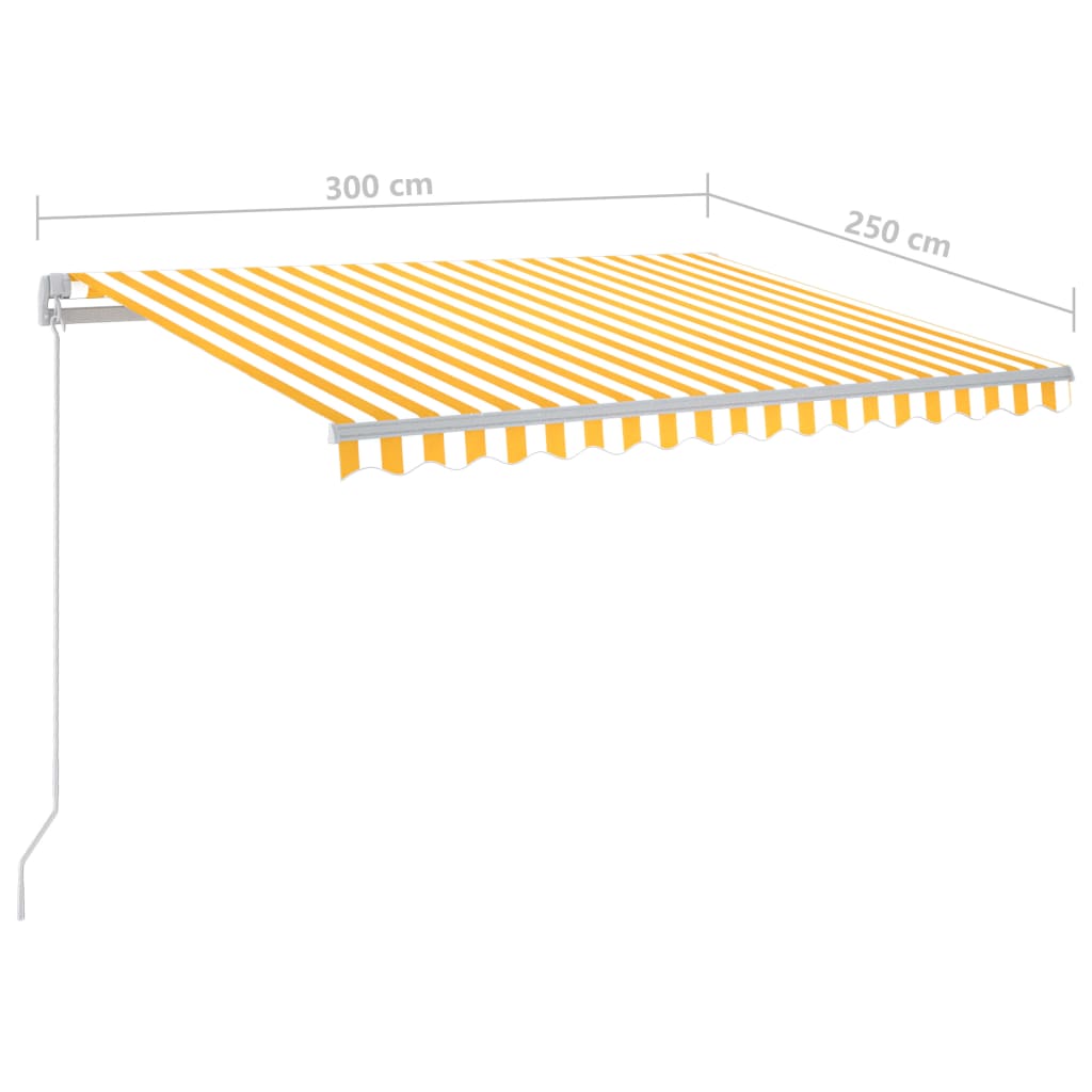 Tenda da Sole Manuale con LED 300x250 cm Gialla e Bianca