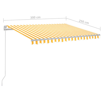 Tenda da Sole Manuale con LED 300x250 cm Gialla e Bianca