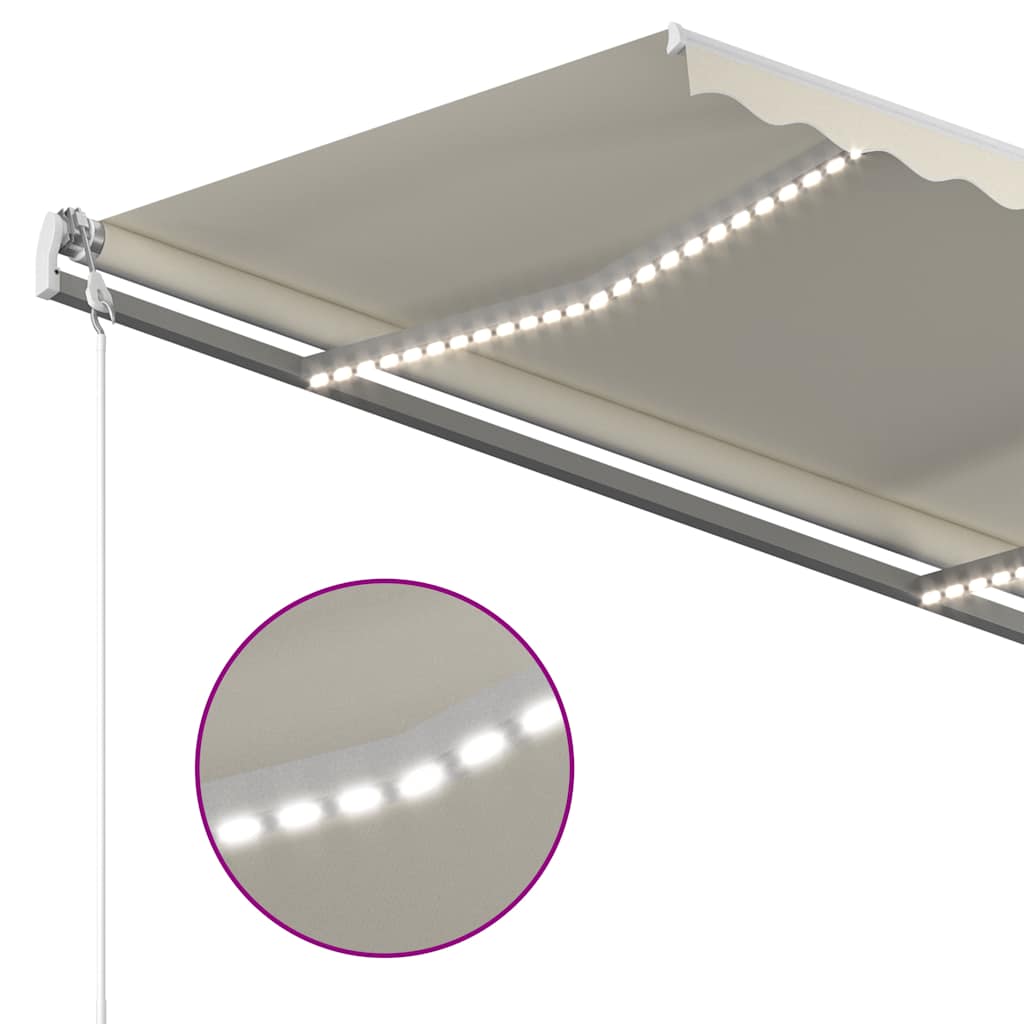 Tenda Automatica con Sensore Vento e LED 300x250 cm Crema | homemem39