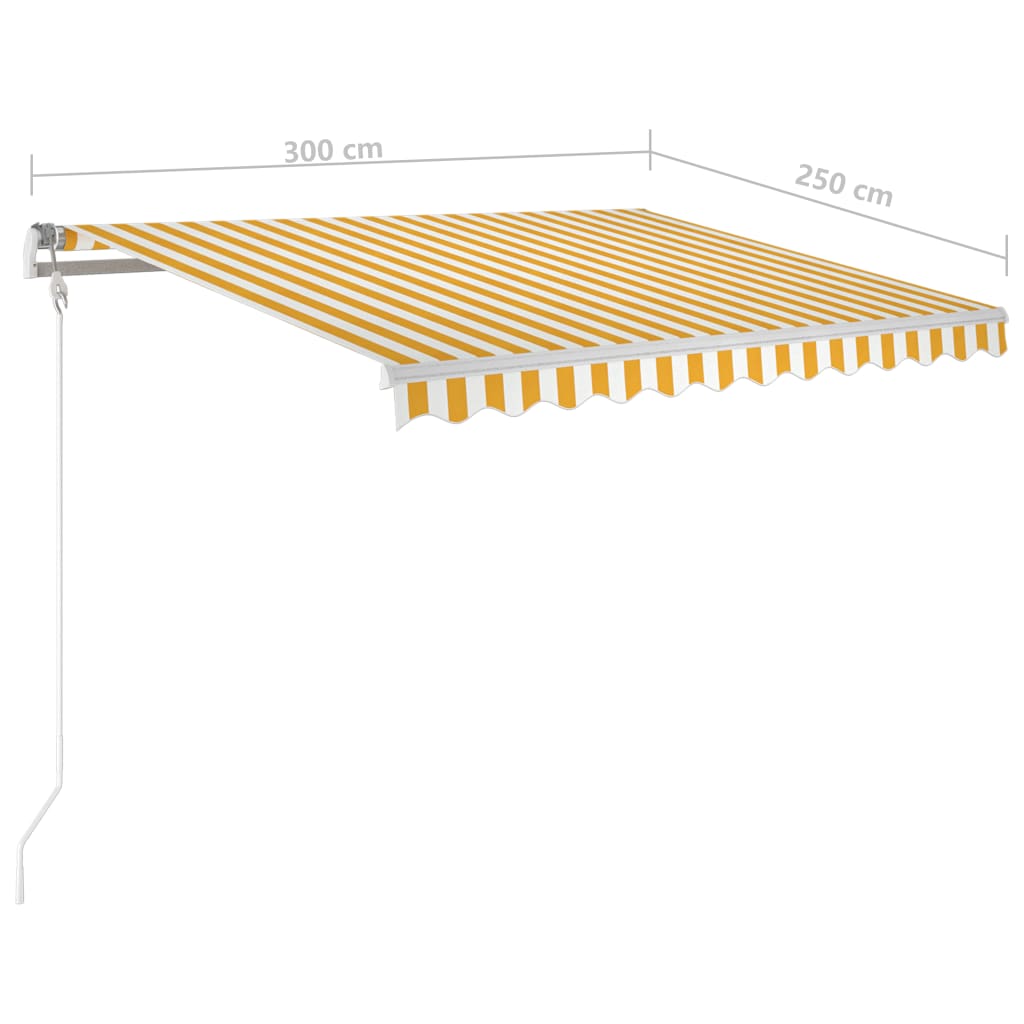 Tenda Automatica con Sensore Vento LED 300x250 cm Gialla/Bianca | homemem39