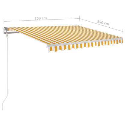 Tenda Automatica con Sensore Vento LED 300x250 cm Gialla/Bianca | homemem39