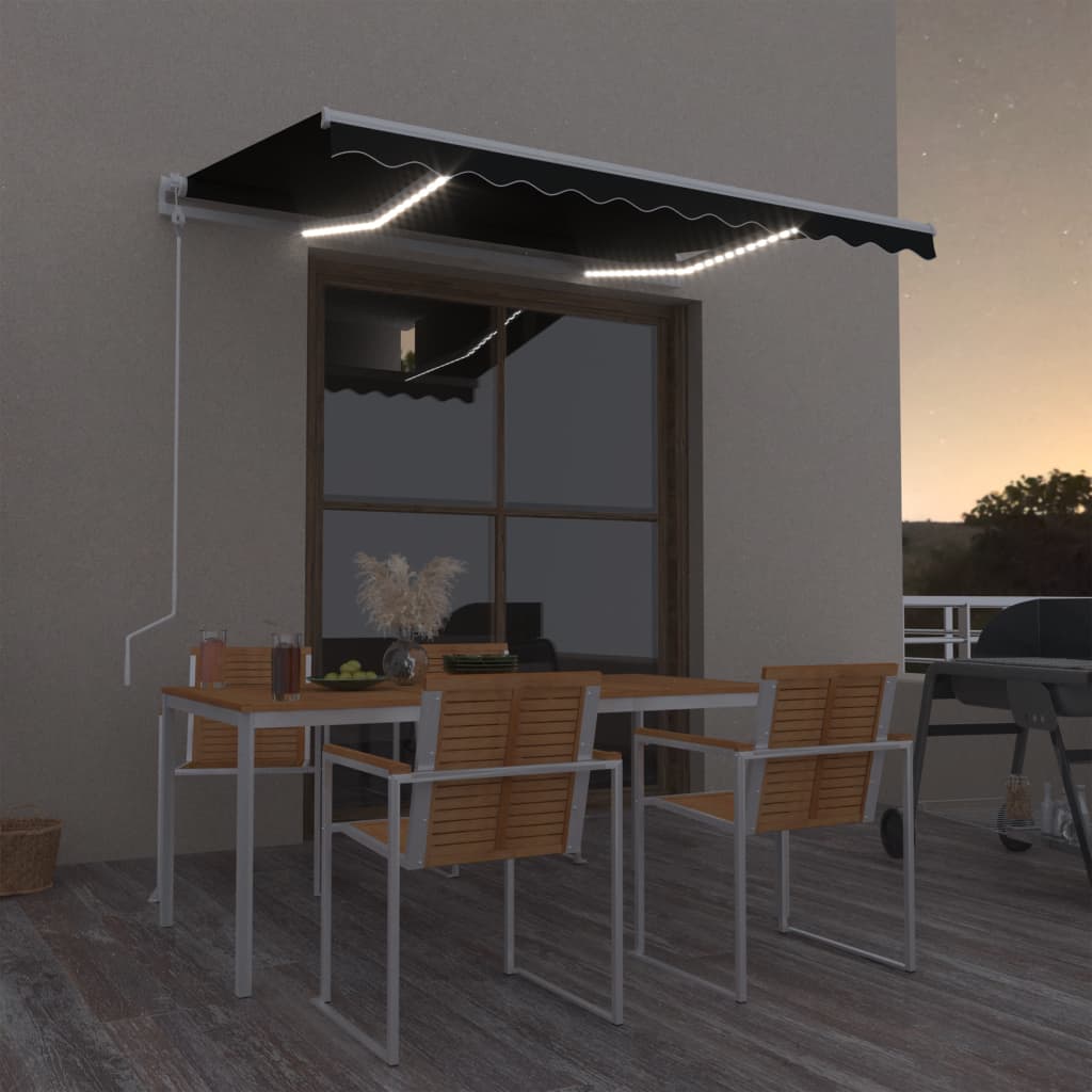 Tenda Automatica con Sensore Vento e LED 300x250 cm Antracite | homemem39