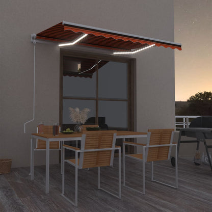 Tenda Automatica Sensore Vento LED 300x250 cm Arancione/Marrone | homemem39