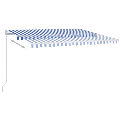 Tenda da Sole Retrattile Manuale con LED 400x300cm Blu e Bianco - homemem39