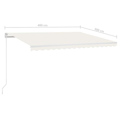 Tenda da Sole Retrattile Manuale con LED 400x300 cm Crema - homemem39