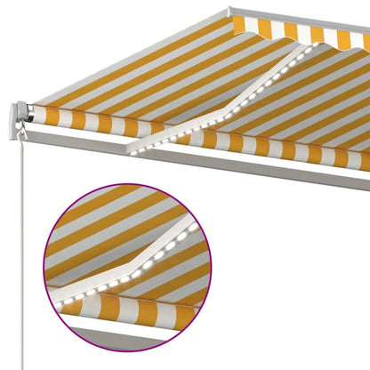 Tenda da Sole Retrattile Manuale e LED 400x300cm Gialla Bianca - homemem39