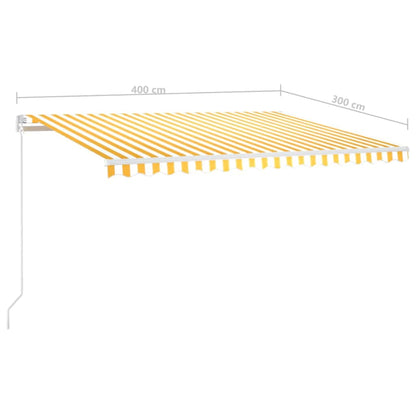 Tenda da Sole Retrattile Manuale e LED 400x300cm Gialla Bianca