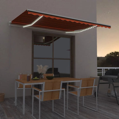 Tenda da Sole Retrattile Manuale LED 400x300 cm Arancio Marrone - homemem39