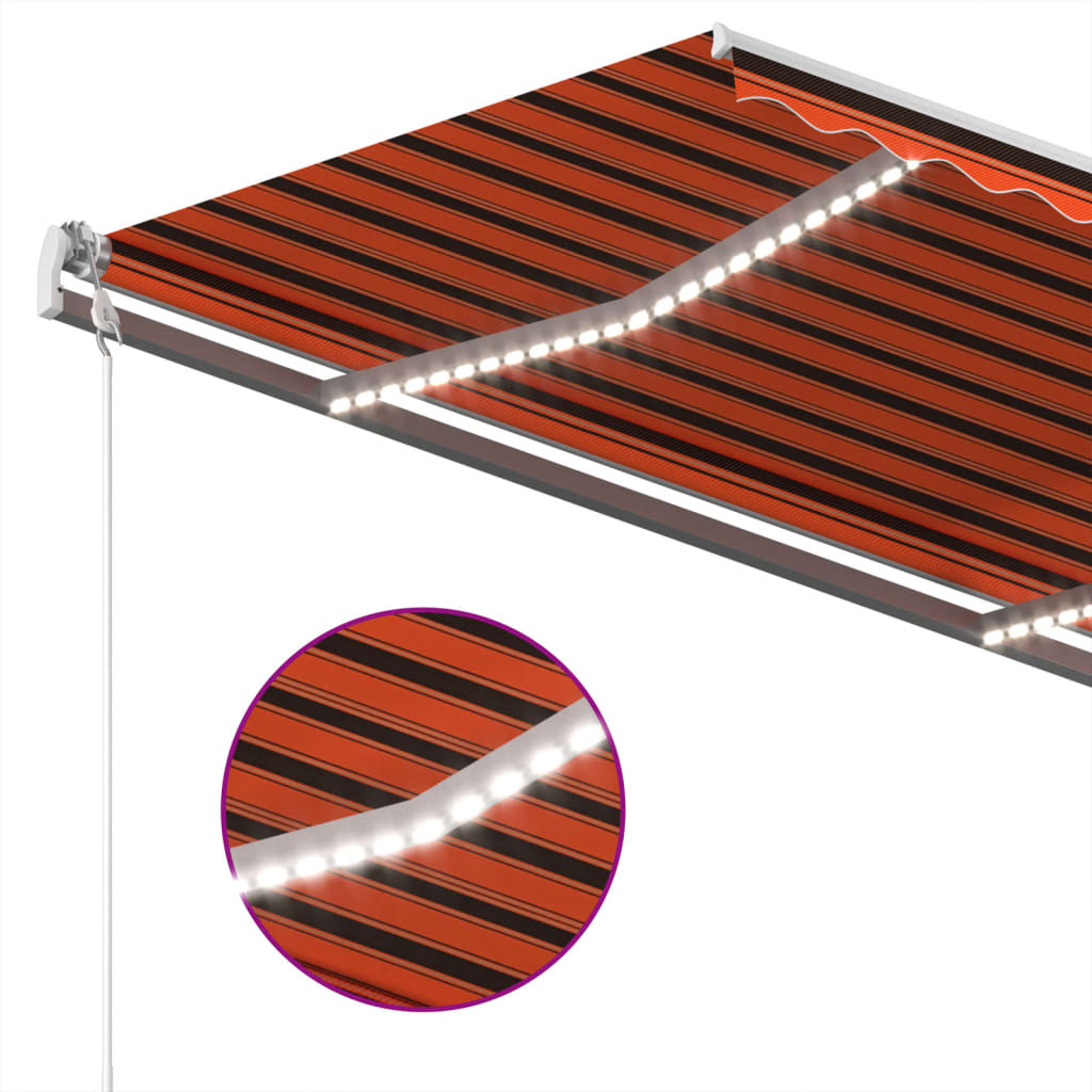 Tenda Automatica Sensore Vento e LED 400x300 cm Arancio Marrone | homemem39