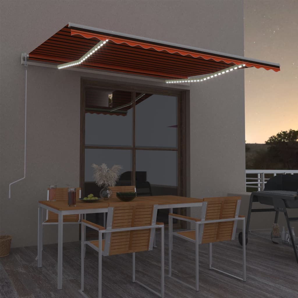 Tenda Automatica Sensore Vento e LED 400x300 cm Arancio Marrone | homemem39