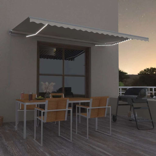 Tenda da Sole Retrattile Manuale con LED 500x300cm Crema | homemem39