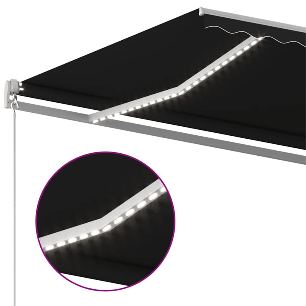 Tenda da Sole Retrattile Manuale con LED 500x300 cm Antracite | homemem39