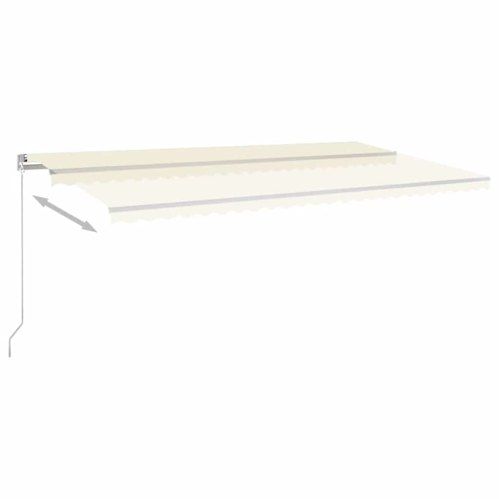 Tenda da Sole Retrattile Manuale con LED 600x300 cm Crema