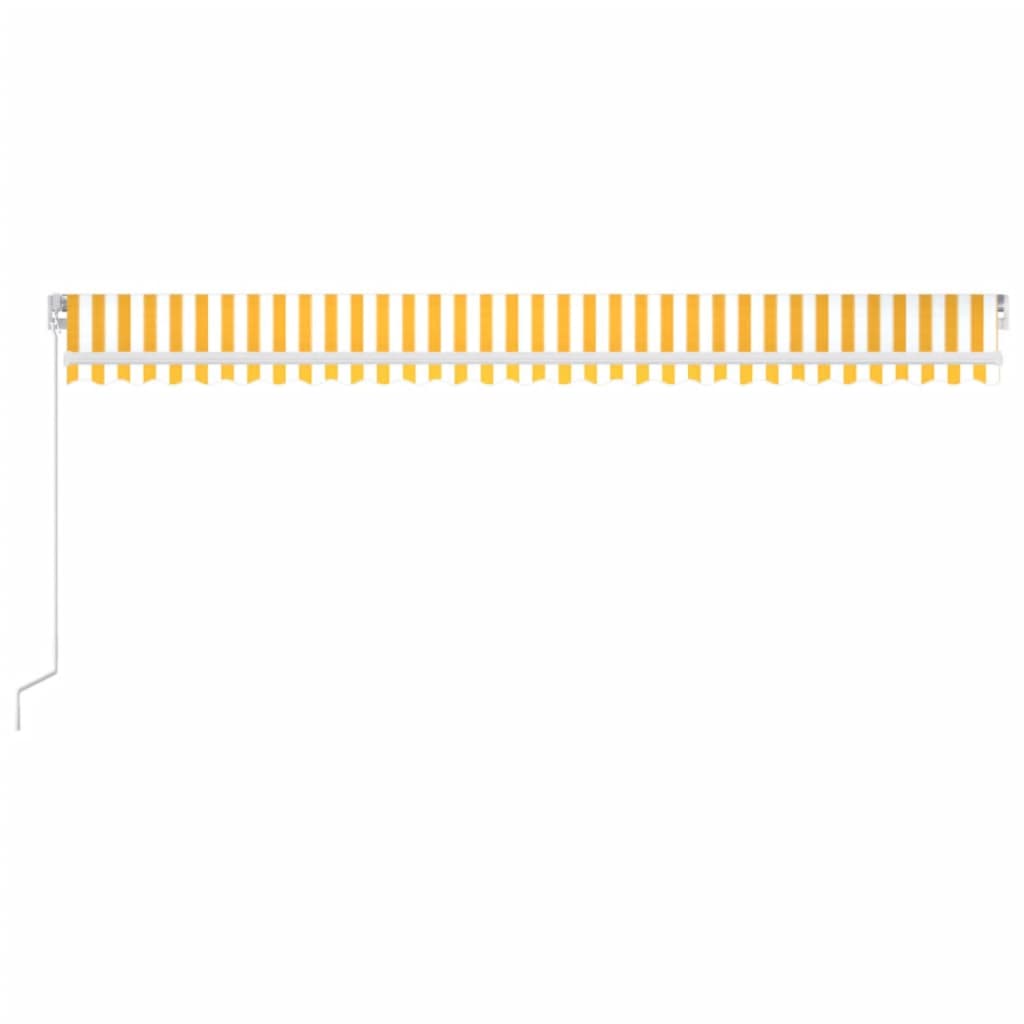 Tenda da Sole Retrattile Manuale e LED 600x300cm Gialla Bianca