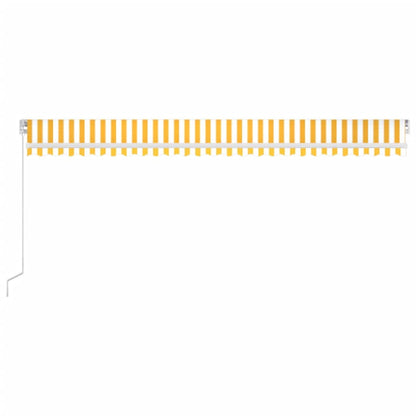 Tenda da Sole Retrattile Manuale e LED 600x300cm Gialla Bianca