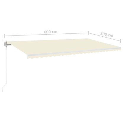 Tenda Automatica con Sensore Vento e LED 600x300 cm Crema