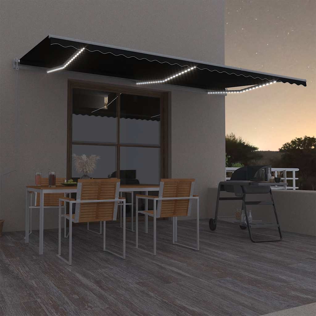 Tenda Automatica con Sensore Vento e LED 600x300 cm Antracite | homemem39