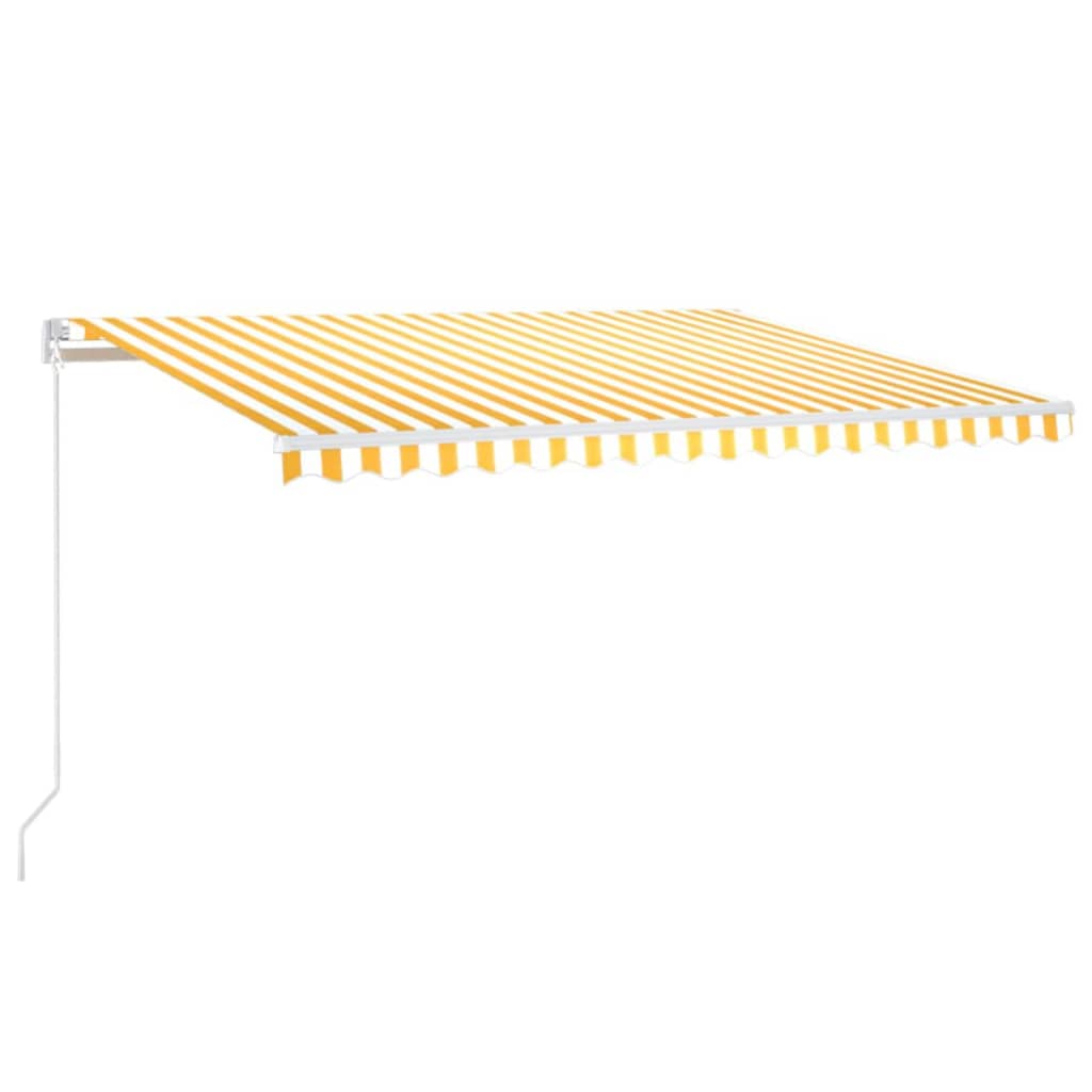 Tenda da Sole Retrattile Manuale LED 400x350 cm Giallo Bianco