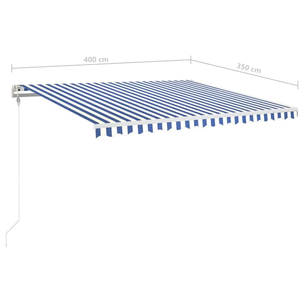 Tenda Automatica con Sensore Vento e LED 400x350 cm Blu Bianca | homemem39