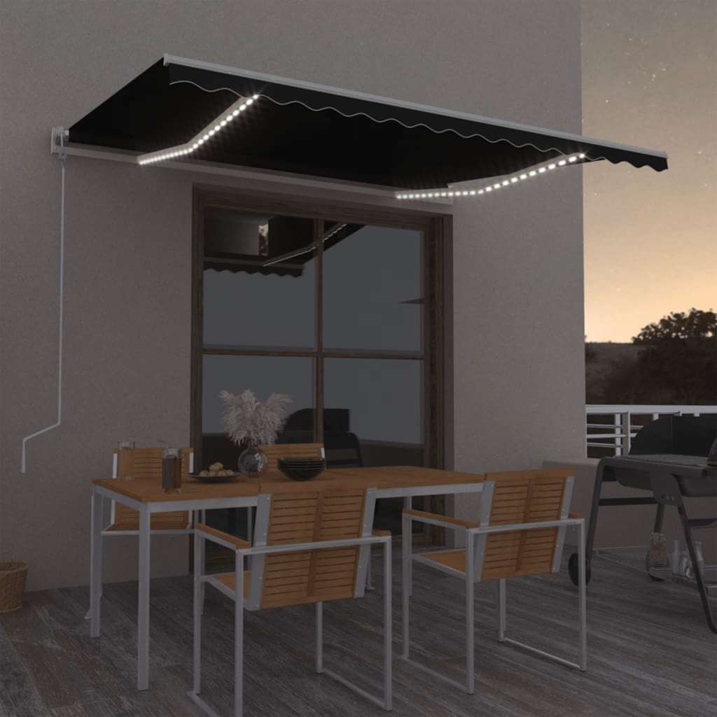 Tenda Automatica con Sensore Vento e LED 400x350 cm Antracite | homemem39