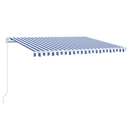 Tenda da Sole Retrattile Manuale con LED 450x350 cm Blu Bianca - homemem39