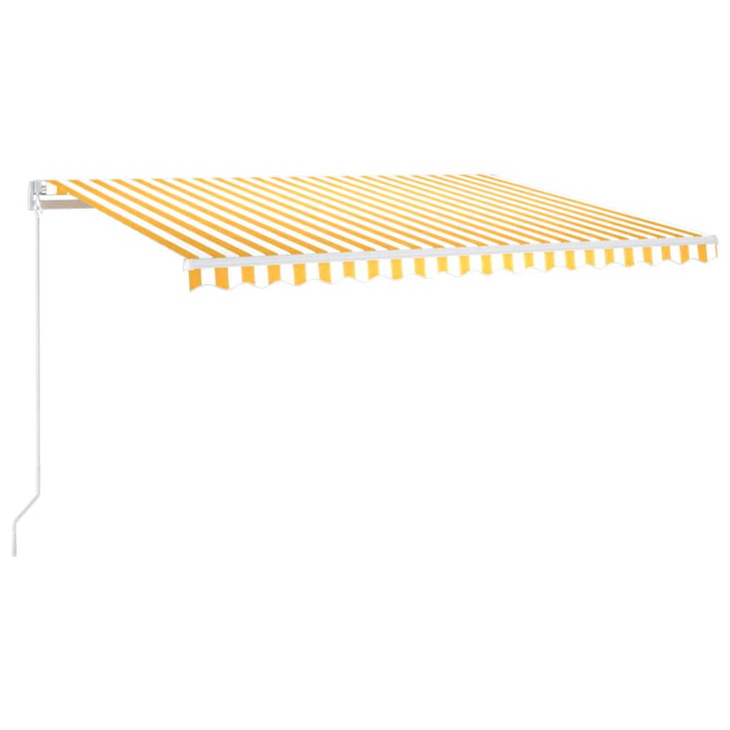 Tenda da Sole Retrattile Manuale LED 450x350 cm Giallo Bianco